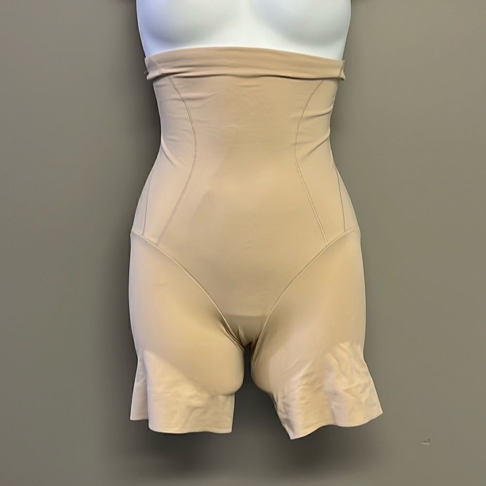 Naomi & Nicole Tan Pull-up Tummy and Waist Control One-Piece Shapewear Short- Sm